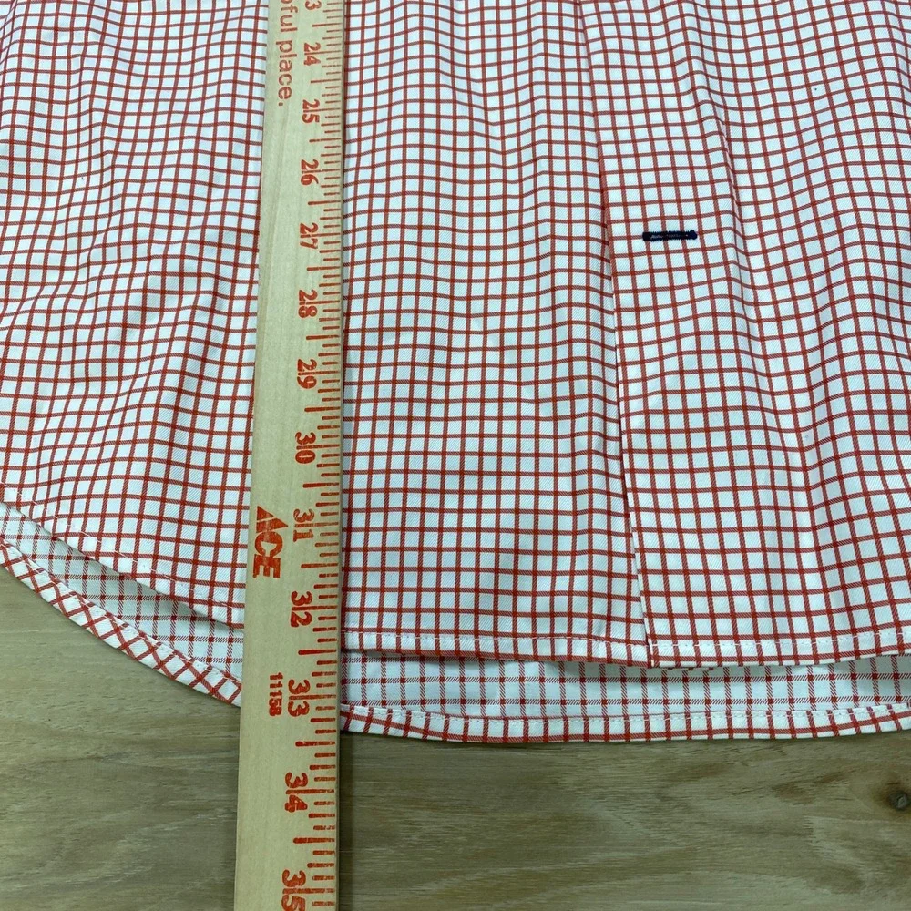 Banana Republic Shirt Men XL Classic Red White Windowpane Cotton Button Down Ivy